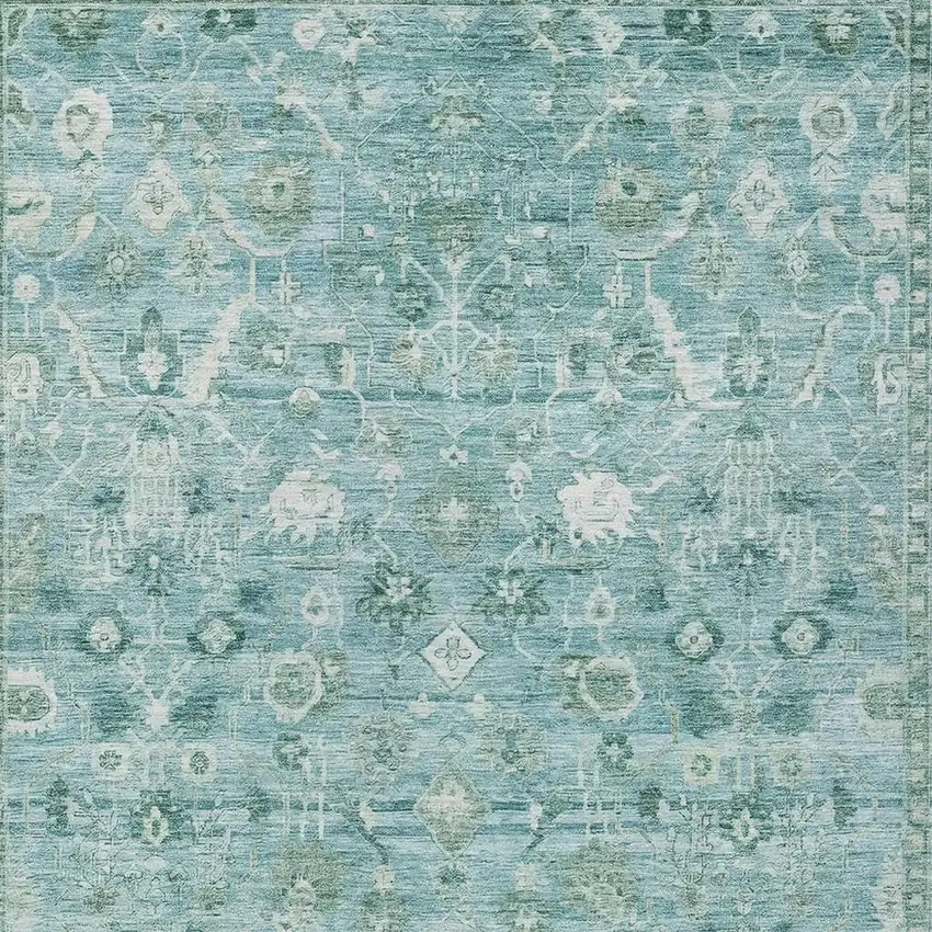 Blue Gray And Ivory Oriental Washable Indoor Outdoor Area Rug Photo 4