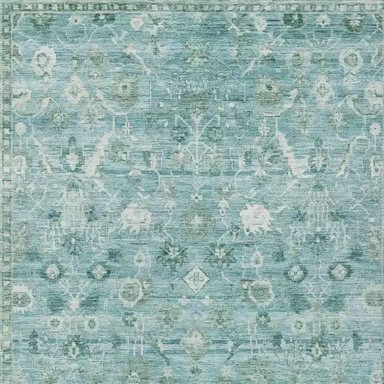 Blue Gray And Ivory Oriental Washable Indoor Outdoor Area Rug Photo 3