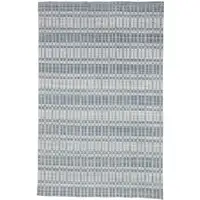 Photo of Blue Gray And Ivory Striped Hand Woven Area Rug