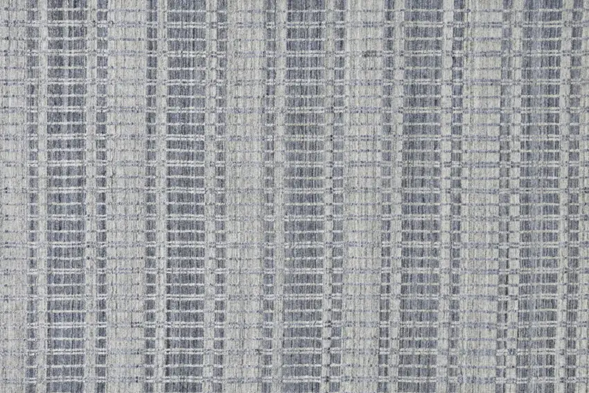 Blue Gray And Ivory Striped Hand Woven Area Rug Photo 9
