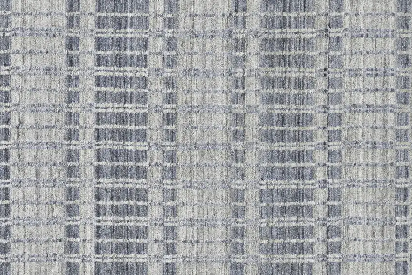 Blue Gray And Ivory Striped Hand Woven Area Rug Photo 8