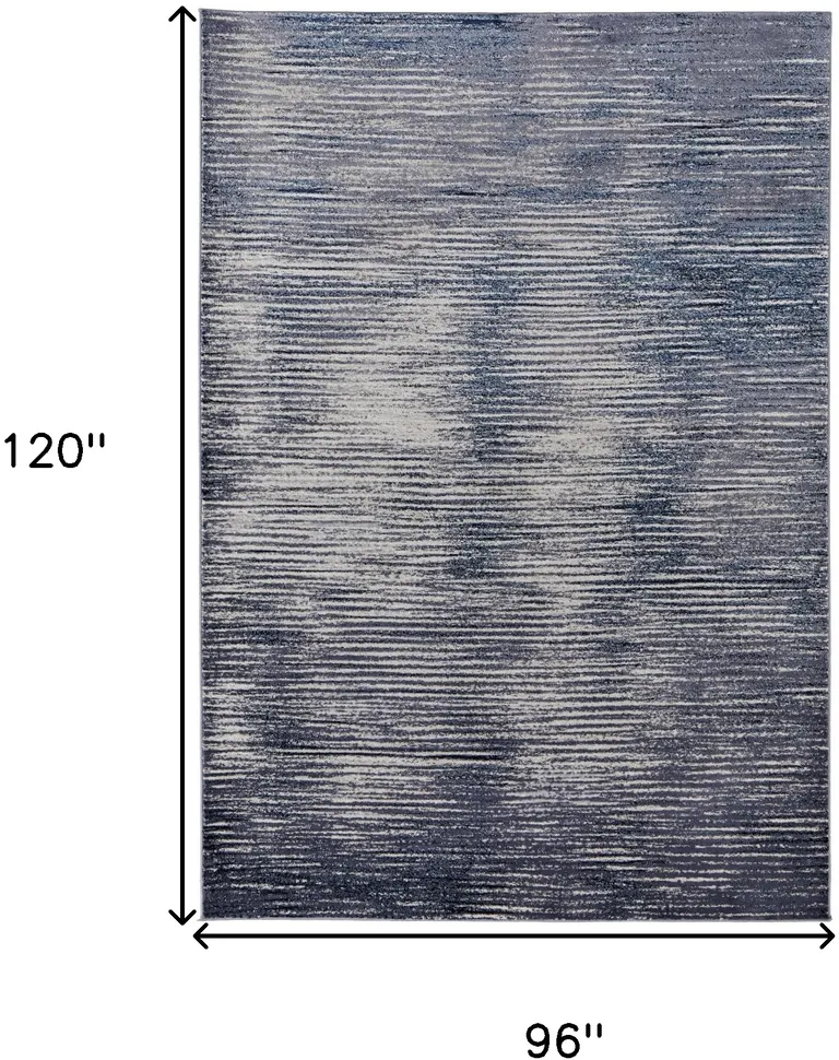 Blue Gray And Ivory Striped Power Loom Distressed Area Rug Photo 4