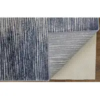 Photo of Blue Gray And Ivory Striped Power Loom Distressed Area Rug