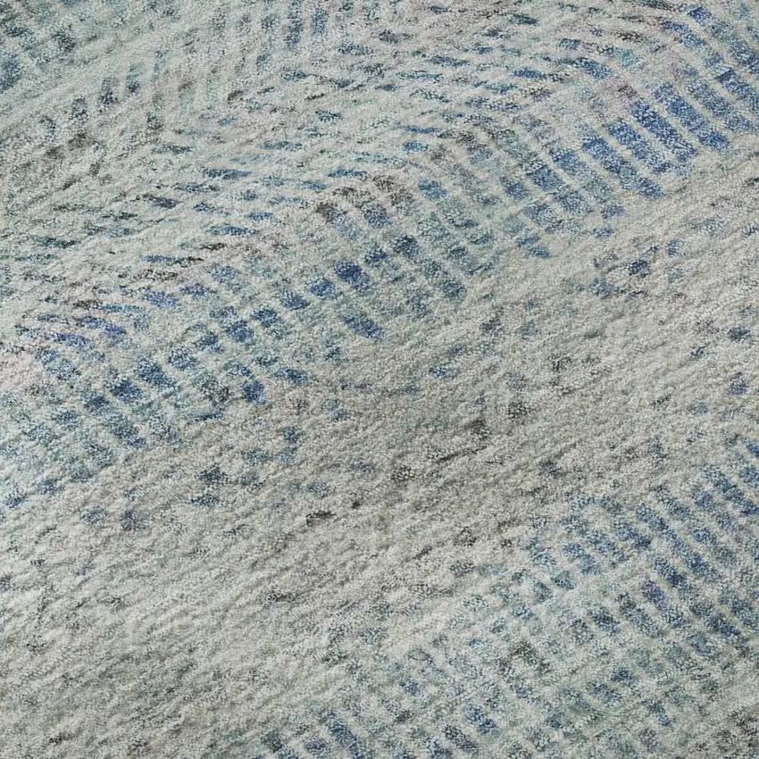 Blue Gray And Ivory Striped Washable Area Rug With UV Protection Photo 9