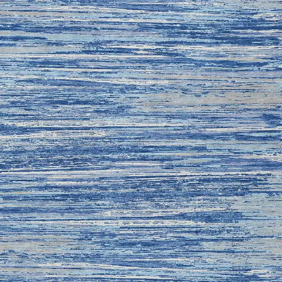 Blue Gray And Ivory Striped Washable Indoor Outdoor Area Rug Photo 6