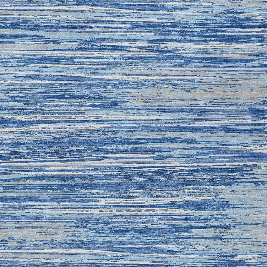 Blue Gray And Ivory Striped Washable Indoor Outdoor Area Rug Photo 6