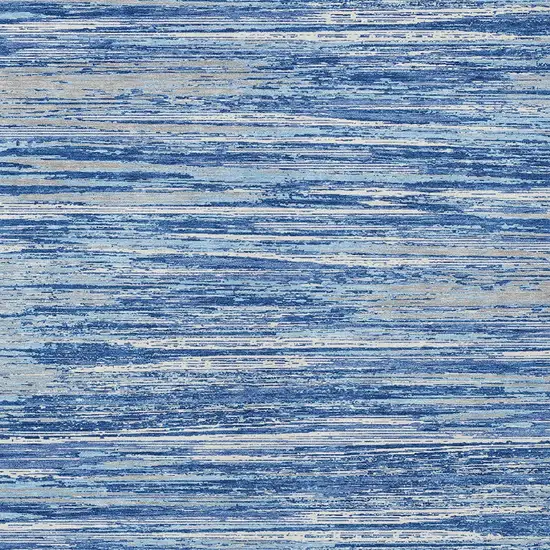 Blue Gray And Ivory Striped Washable Indoor Outdoor Area Rug Photo 6