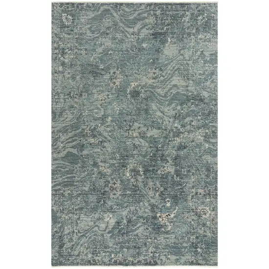 Blue Gray And Ivory Wool Abstract Hand Carved Handmade Area Rug Photo 1