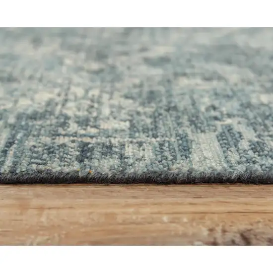Blue Gray And Ivory Wool Abstract Hand Carved Handmade Area Rug Photo 5