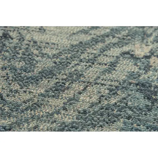 Blue Gray And Ivory Wool Abstract Hand Carved Handmade Area Rug Photo 3