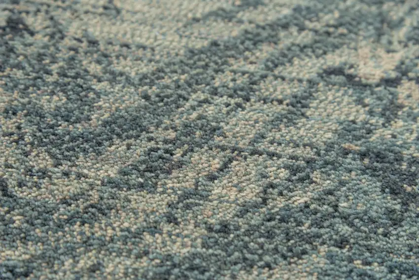 Blue Gray And Ivory Wool Abstract Hand Carved Handmade Area Rug Photo 3