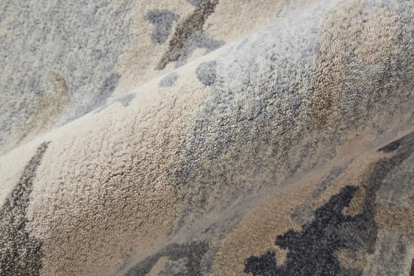 Blue Gray And Ivory Wool Abstract Tufted Handmade Stain Resistant Area Rug Photo 9