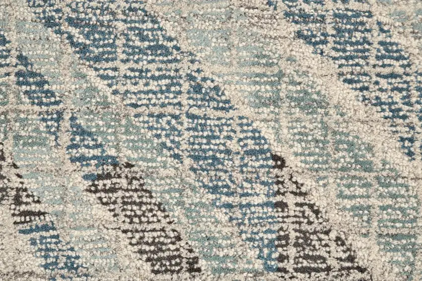Blue Gray And Ivory Wool Geometric Tufted Handmade Area Rug Photo 5