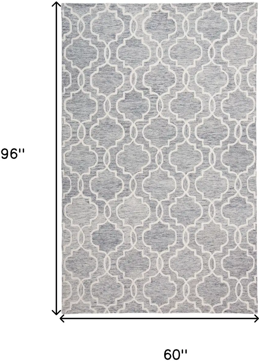 Blue Gray And Ivory Wool Geometric Tufted Handmade Stain Resistant Area Rug Photo 10