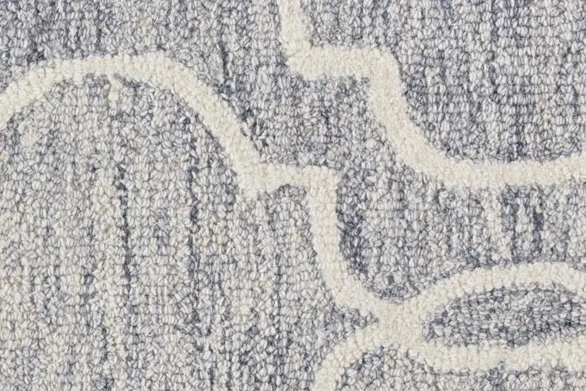 Blue Gray And Ivory Wool Geometric Tufted Handmade Stain Resistant Area Rug Photo 9