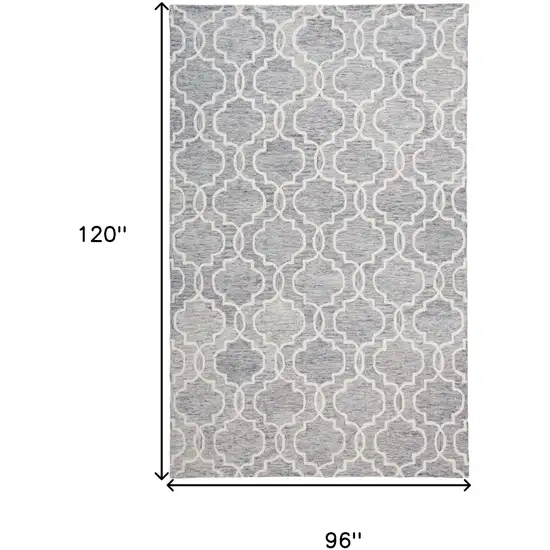 Blue Gray And Ivory Wool Geometric Tufted Handmade Stain Resistant Area Rug Photo 8
