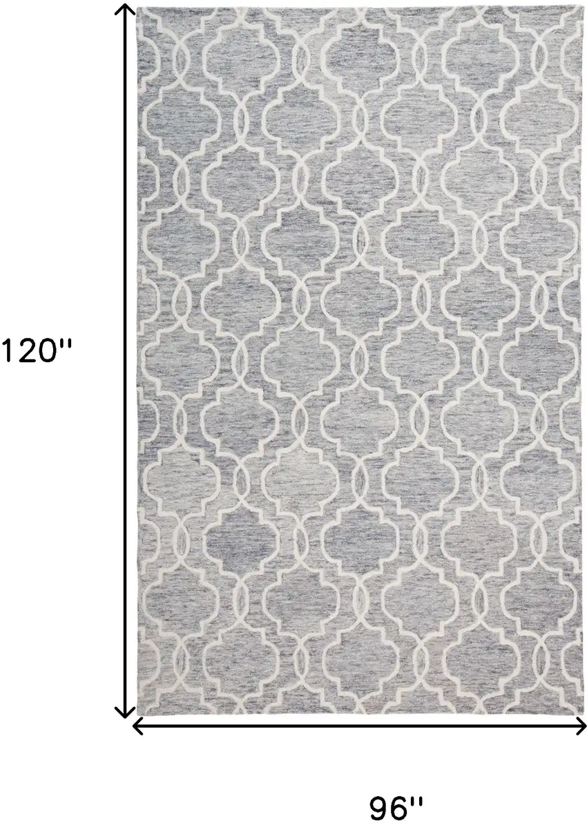 Blue Gray And Ivory Wool Geometric Tufted Handmade Stain Resistant Area Rug Photo 8