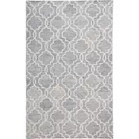 Photo of Blue Gray And Ivory Wool Geometric Tufted Handmade Stain Resistant Area Rug