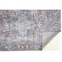 Photo of Blue Gray And Orange Floral Area Rug