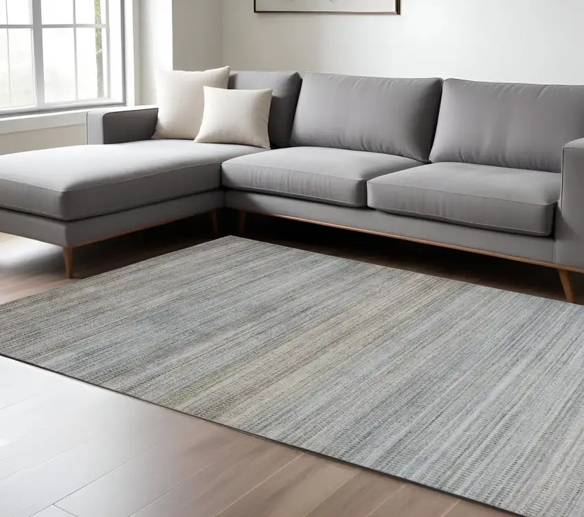 Blue and Gray Ombre Hand Woven Area Rug Photo 1