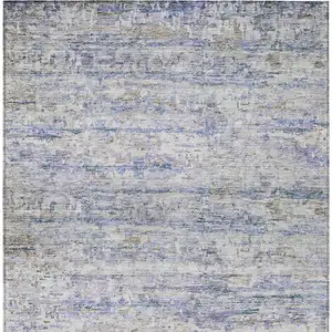 Photo of Blue Gray And Purple Striped Washable Indoor Outdoor Area Rug
