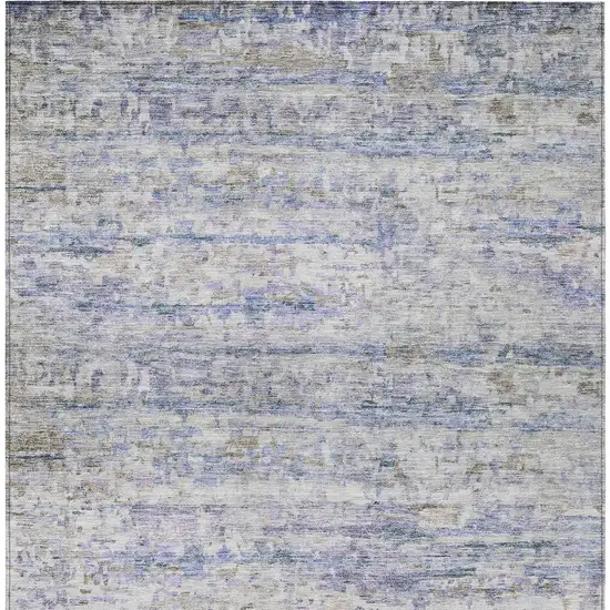 Blue Gray And Purple Striped Washable Indoor Outdoor Area Rug Photo 5