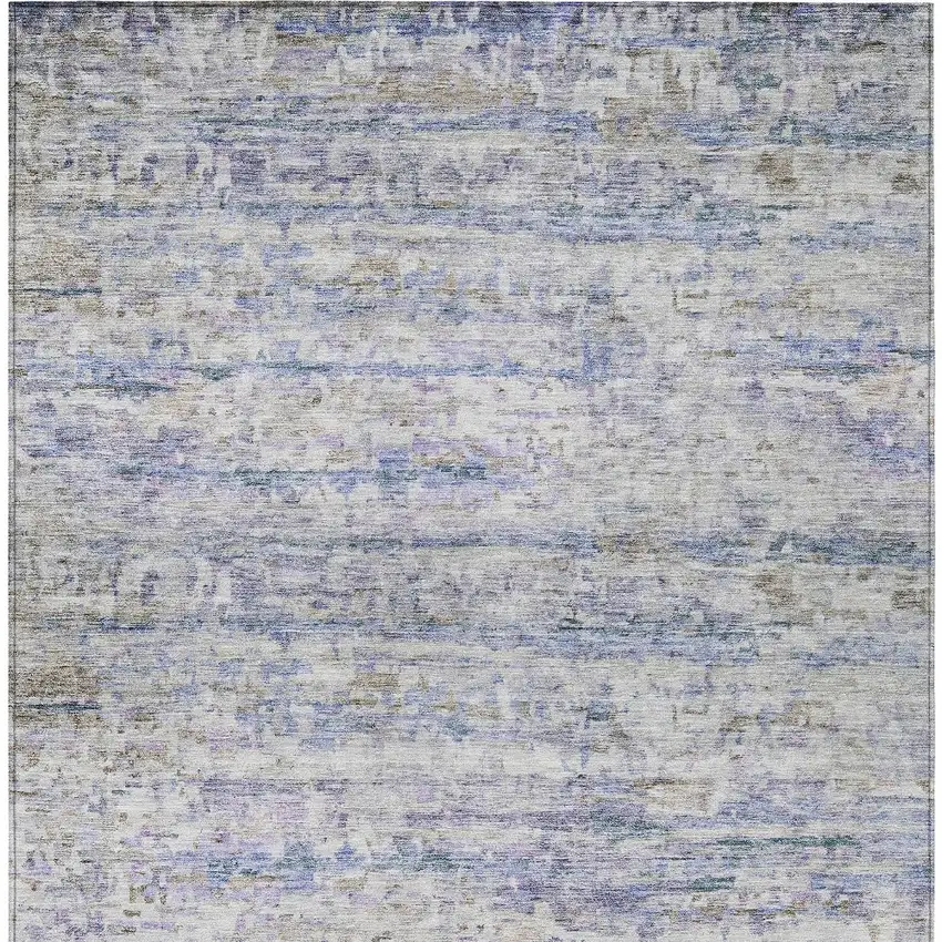 Blue Gray And Purple Striped Washable Indoor Outdoor Area Rug Photo 5
