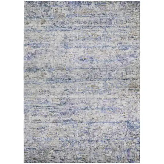 Blue Gray And Purple Striped Washable Indoor Outdoor Area Rug Photo 6
