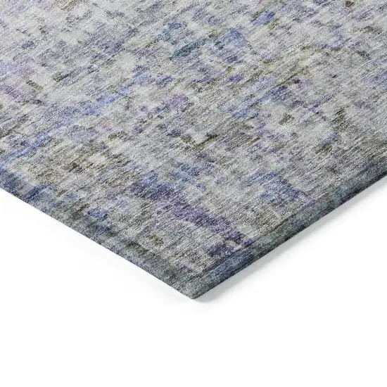 Blue Gray And Purple Striped Washable Indoor Outdoor Area Rug Photo 4
