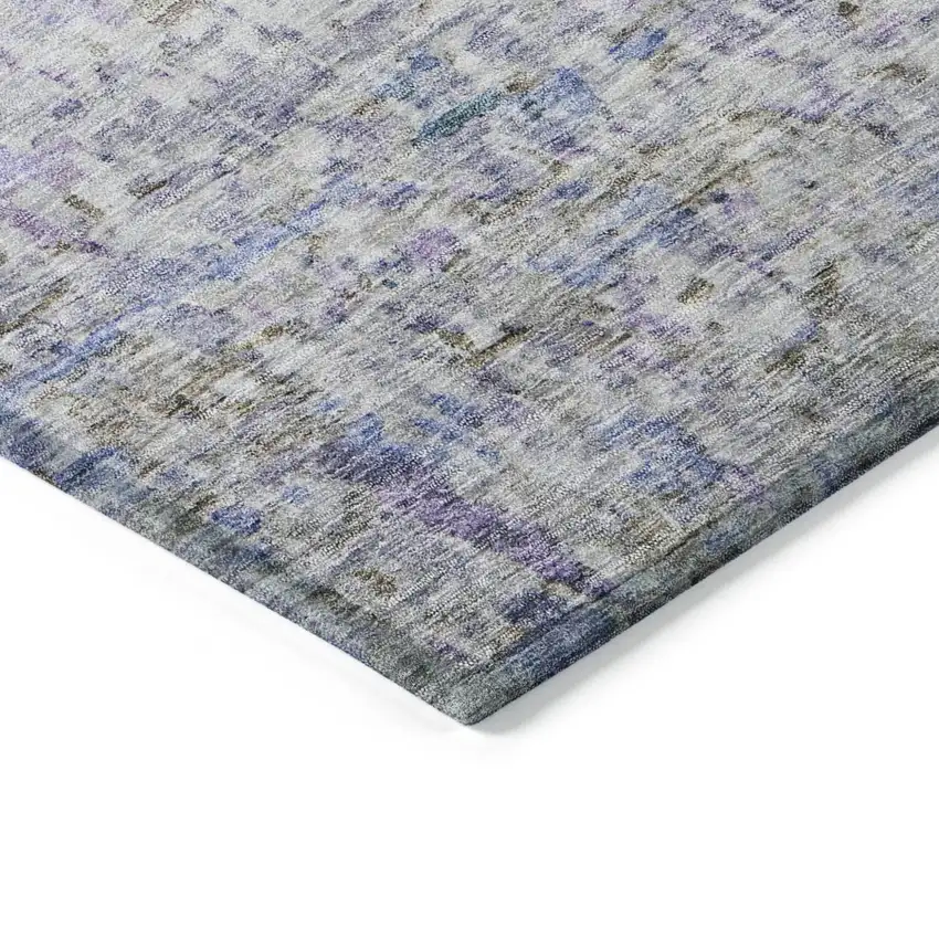 Blue Gray And Purple Striped Washable Indoor Outdoor Area Rug Photo 4