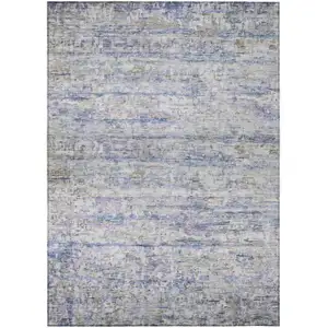 Photo of Blue Gray And Purple Striped Washable Indoor Outdoor Area Rug