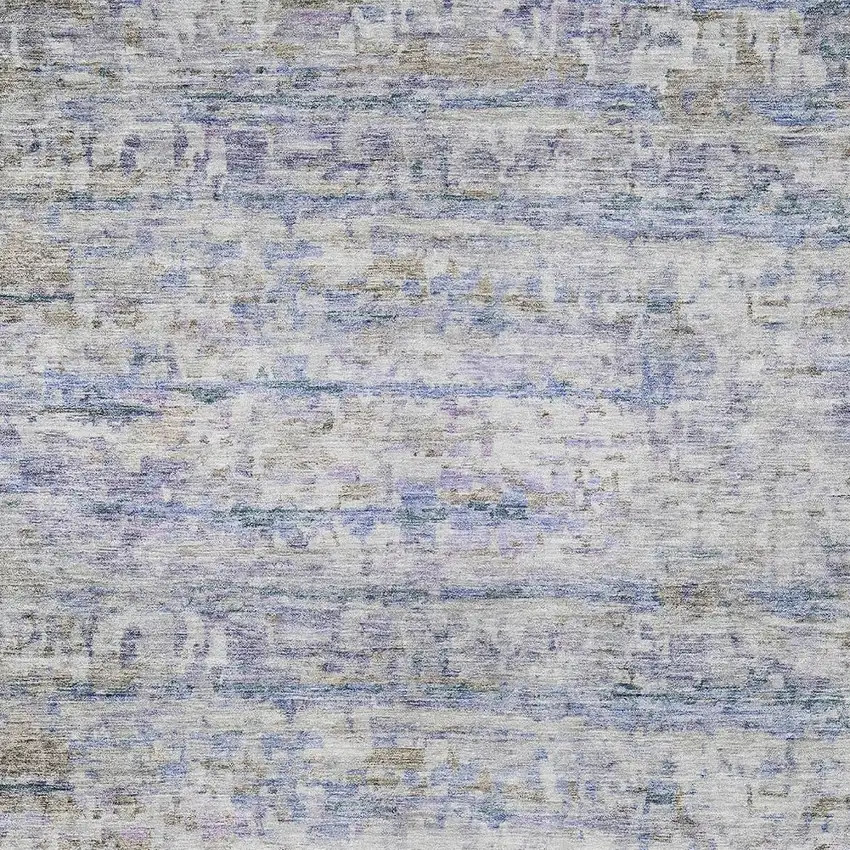 Blue Gray And Purple Striped Washable Indoor Outdoor Area Rug Photo 5