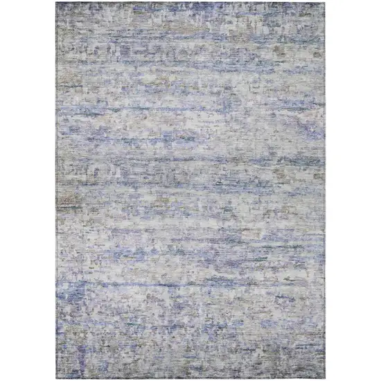 Blue Gray And Purple Striped Washable Indoor Outdoor Area Rug Photo 2