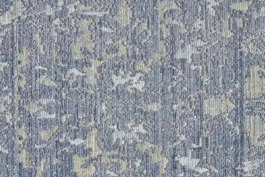 Blue Gray And Silver Abstract Distressed Area Rug With Fringe Photo 9