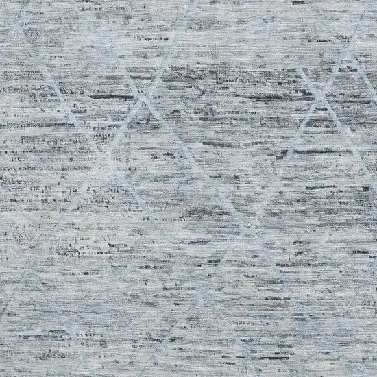 Blue Gray And Silver Abstract Geometric Washable Area Rug With UV Protection Photo 2