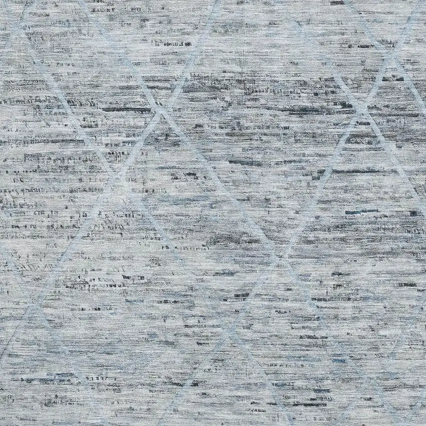 Blue Gray And Silver Abstract Geometric Washable Area Rug With UV Protection Photo 2