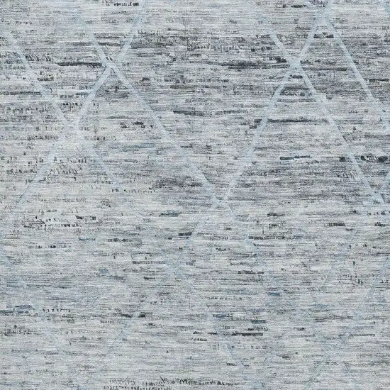 Blue Gray And Silver Abstract Geometric Washable Area Rug With UV Protection Photo 2