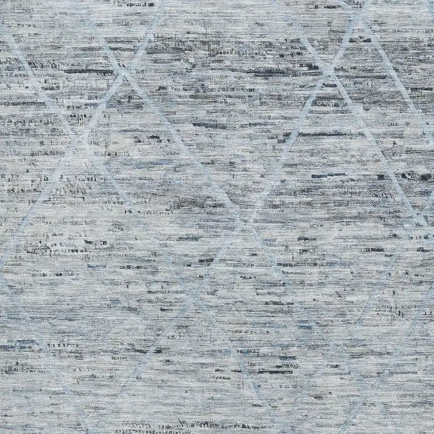 Blue Gray And Silver Abstract Geometric Washable Area Rug With UV Protection Photo 2