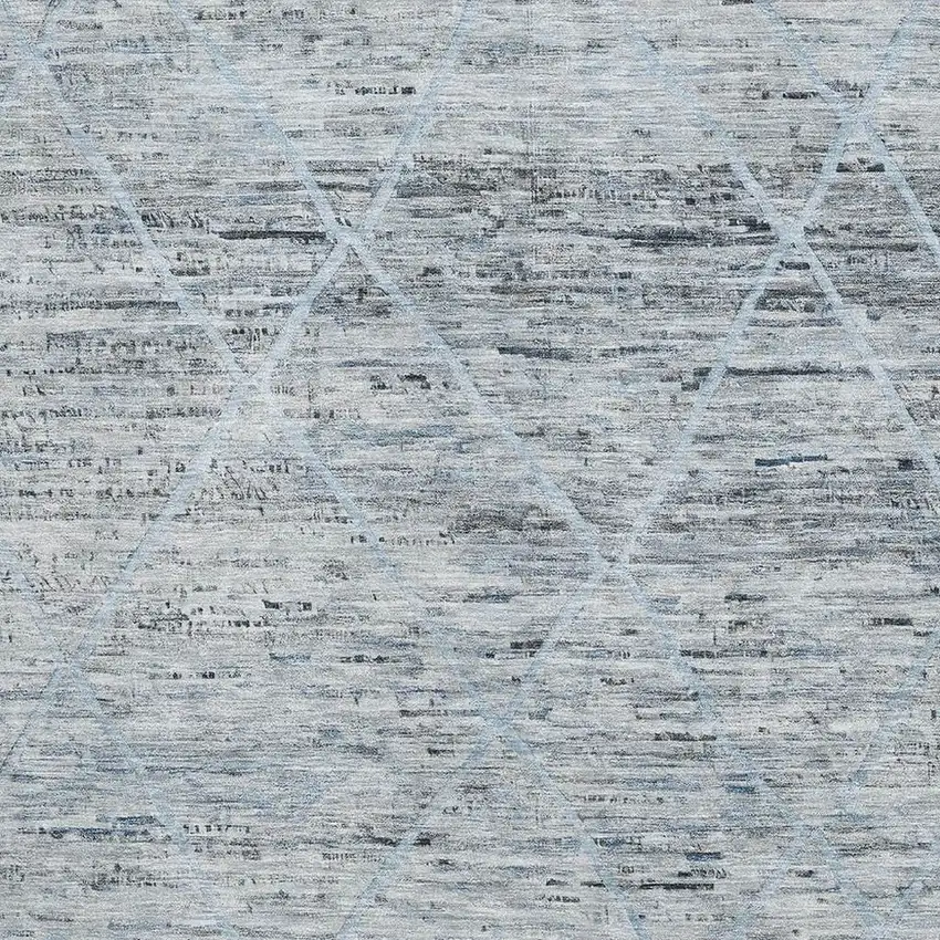 Blue Gray And Silver Abstract Geometric Washable Area Rug With UV Protection Photo 2