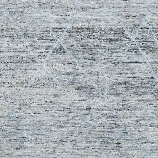 Blue Gray And Silver Abstract Geometric Washable Area Rug With UV Protection Photo 2