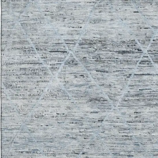 Blue Gray And Silver Abstract Geometric Washable Area Rug With UV Protection Photo 2