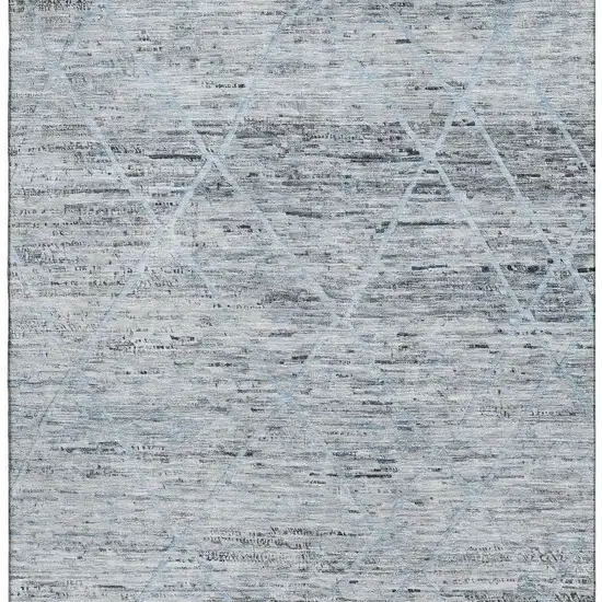 Blue Gray And Silver Abstract Geometric Washable Area Rug With UV Protection Photo 3