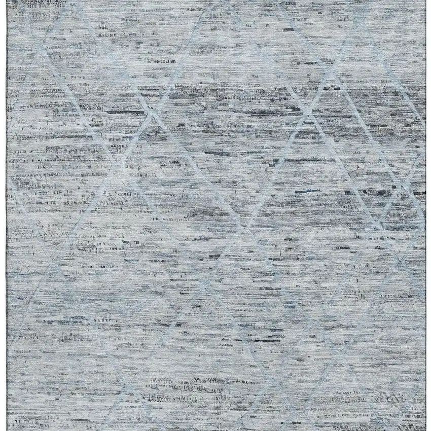Blue Gray And Silver Abstract Geometric Washable Area Rug With UV Protection Photo 3