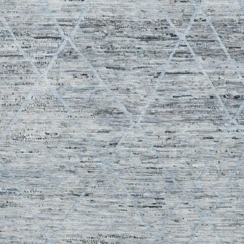 Blue Gray And Silver Abstract Geometric Washable Area Rug With UV Protection Photo 2