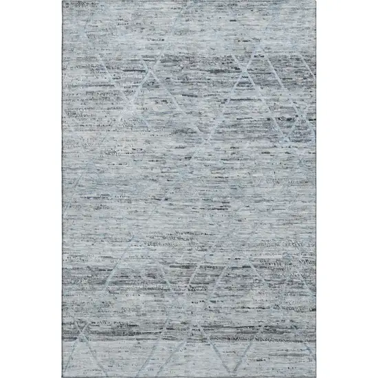 Blue Gray And Silver Abstract Geometric Washable Area Rug With UV Protection Photo 1