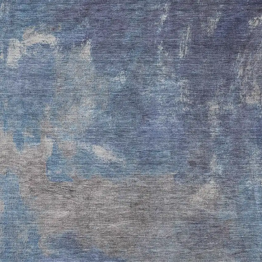 Blue Gray And Silver Abstract Washable Area Rug With UV Protection Photo 2
