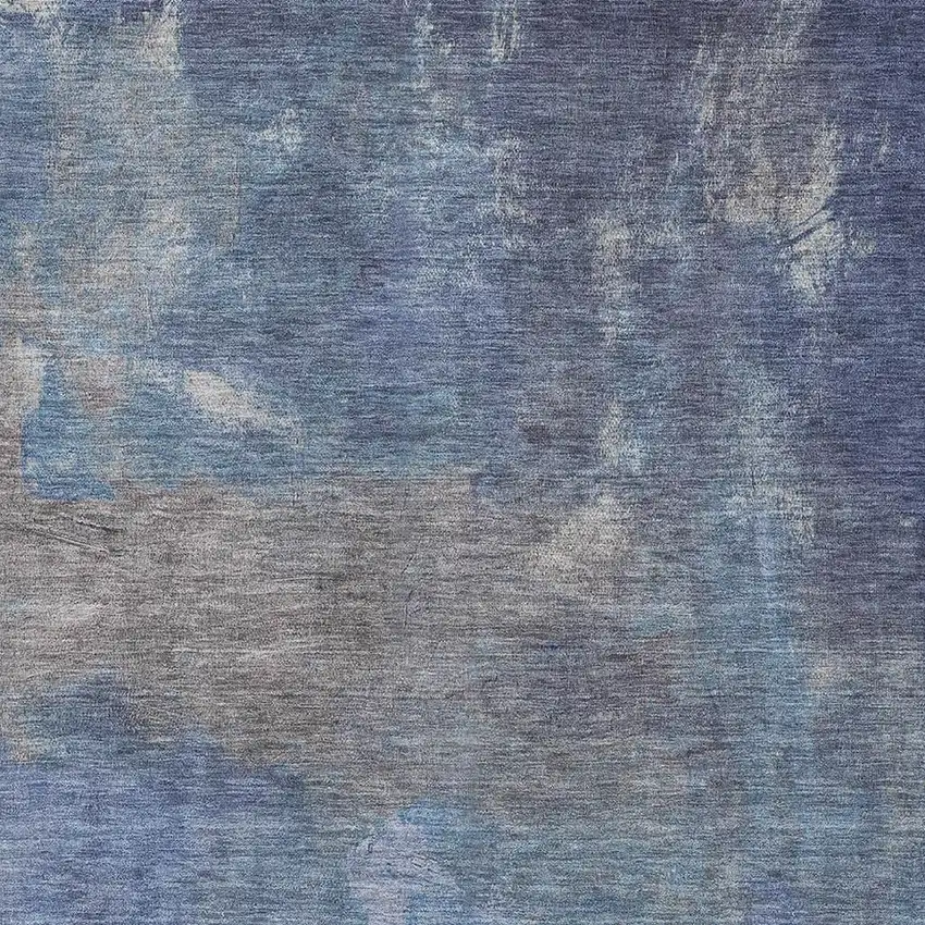 Blue Gray And Silver Abstract Washable Area Rug With UV Protection Photo 2