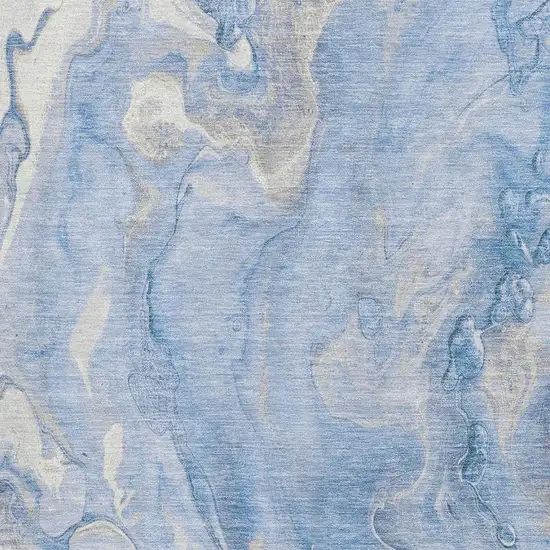 Blue Gray And Silver Abstract Washable Area Rug With UV Protection Photo 2