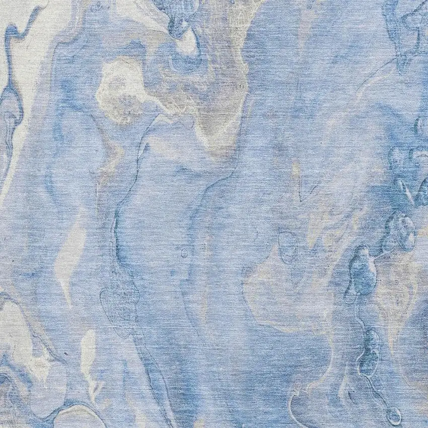 Blue Gray And Silver Abstract Washable Area Rug With UV Protection Photo 2