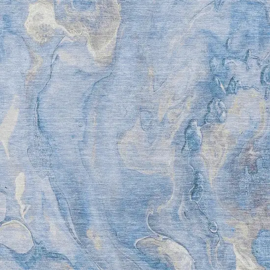 Blue Gray And Silver Abstract Washable Area Rug With UV Protection Photo 2